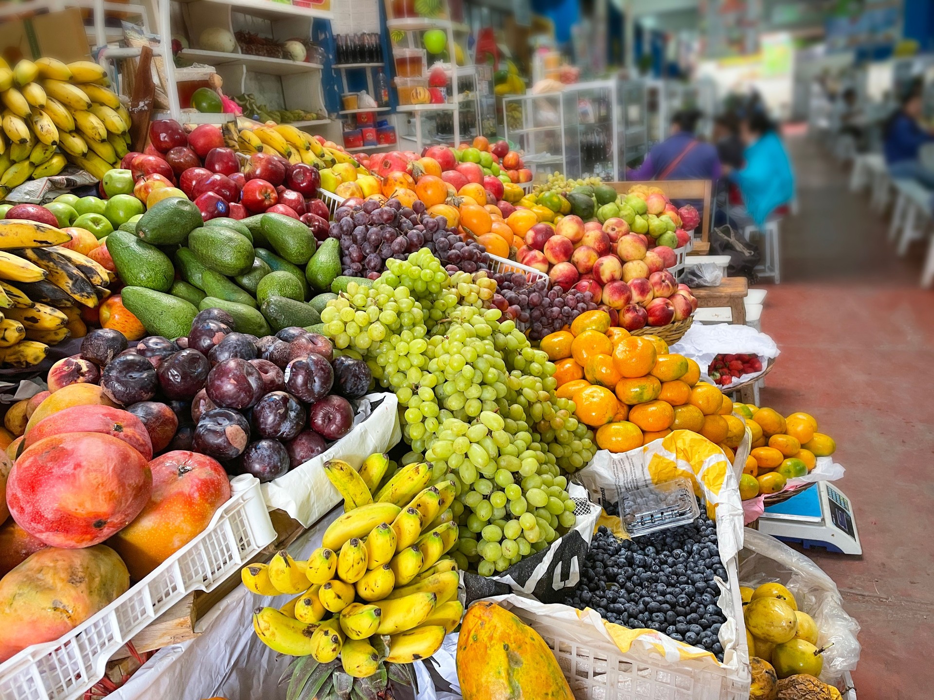 Vegetable and fruit stand, Peru